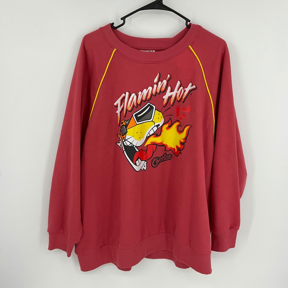 Cheetos Flamin Hot Crewneck Sweatshirt Graphic Print Red‎ XXL